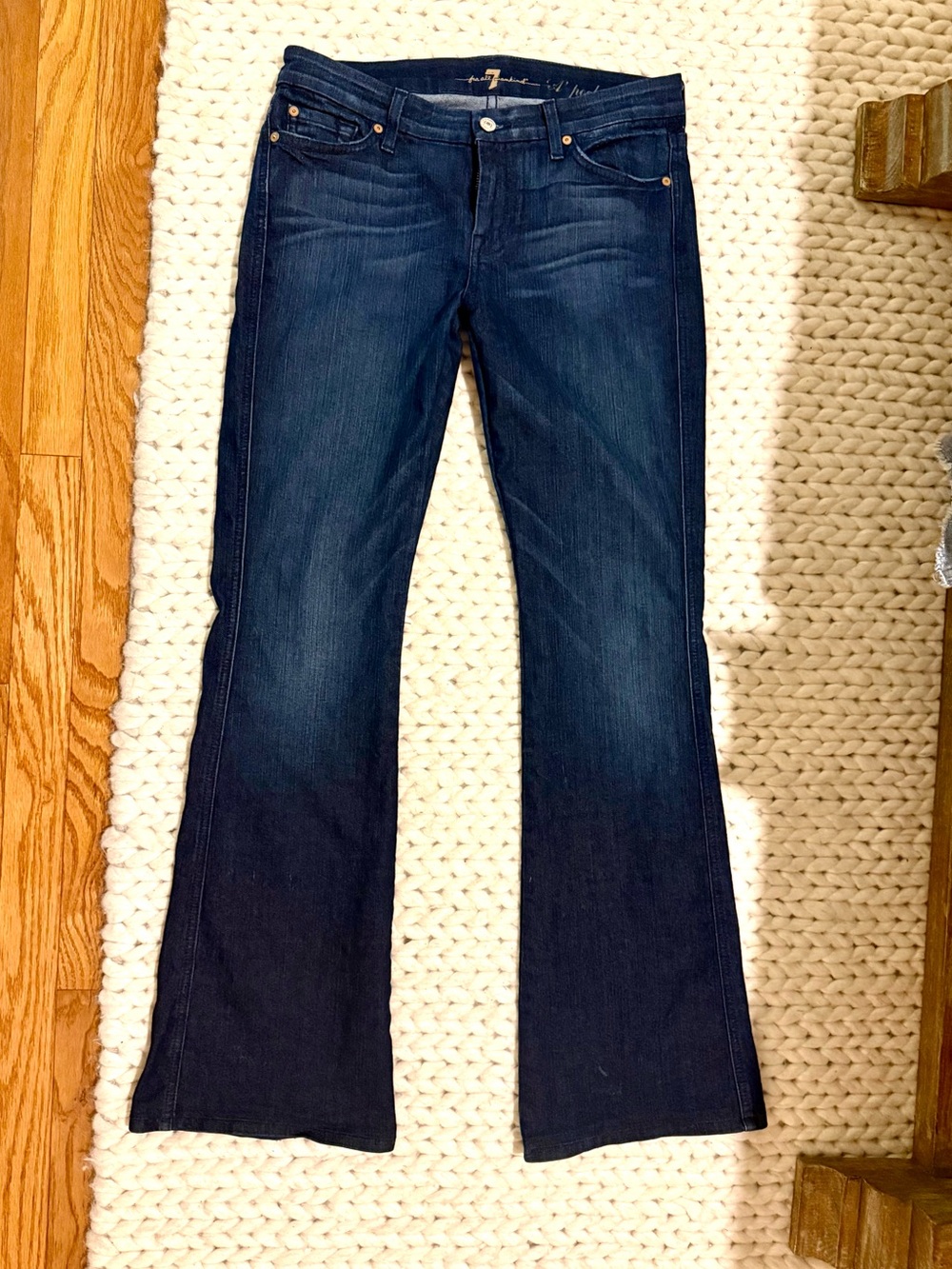 7 For All Mankind A Pocket Flare Jeans Size 29 Dark Wash Stretch Denim